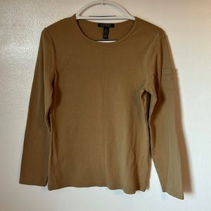 Tan long sleeve pocket, basic Ralph Lauren, women’s large nude